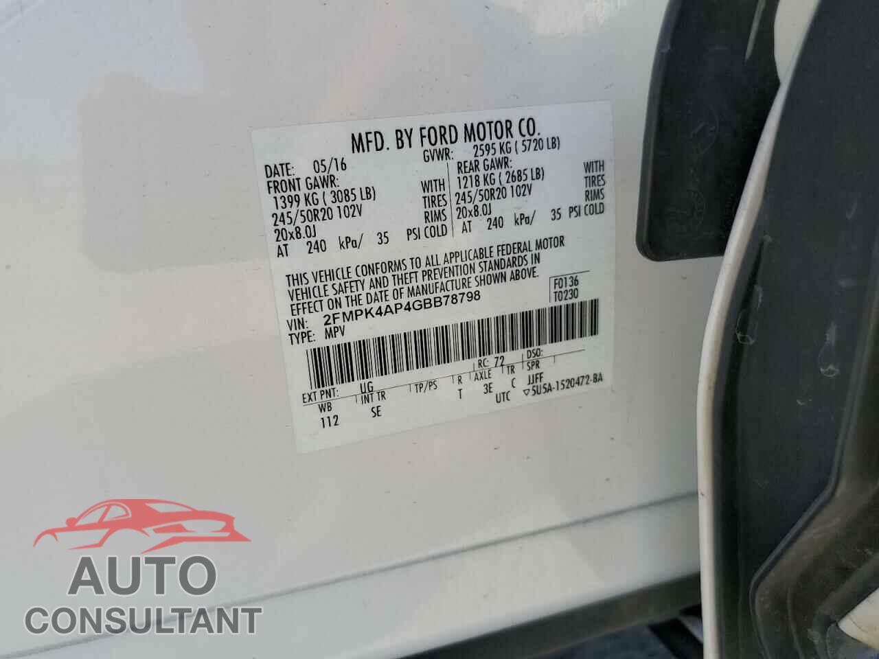 FORD EDGE 2016 - 2FMPK4AP4GBB78798