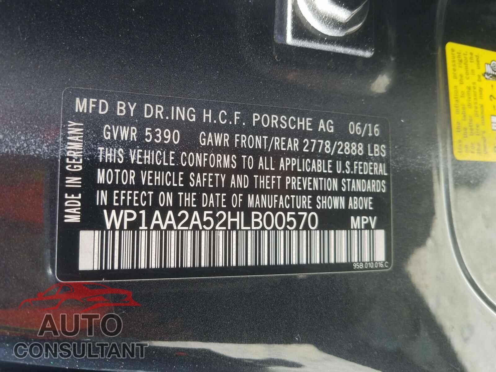 PORSCHE MACAN 2017 - WP1AA2A52HLB00570