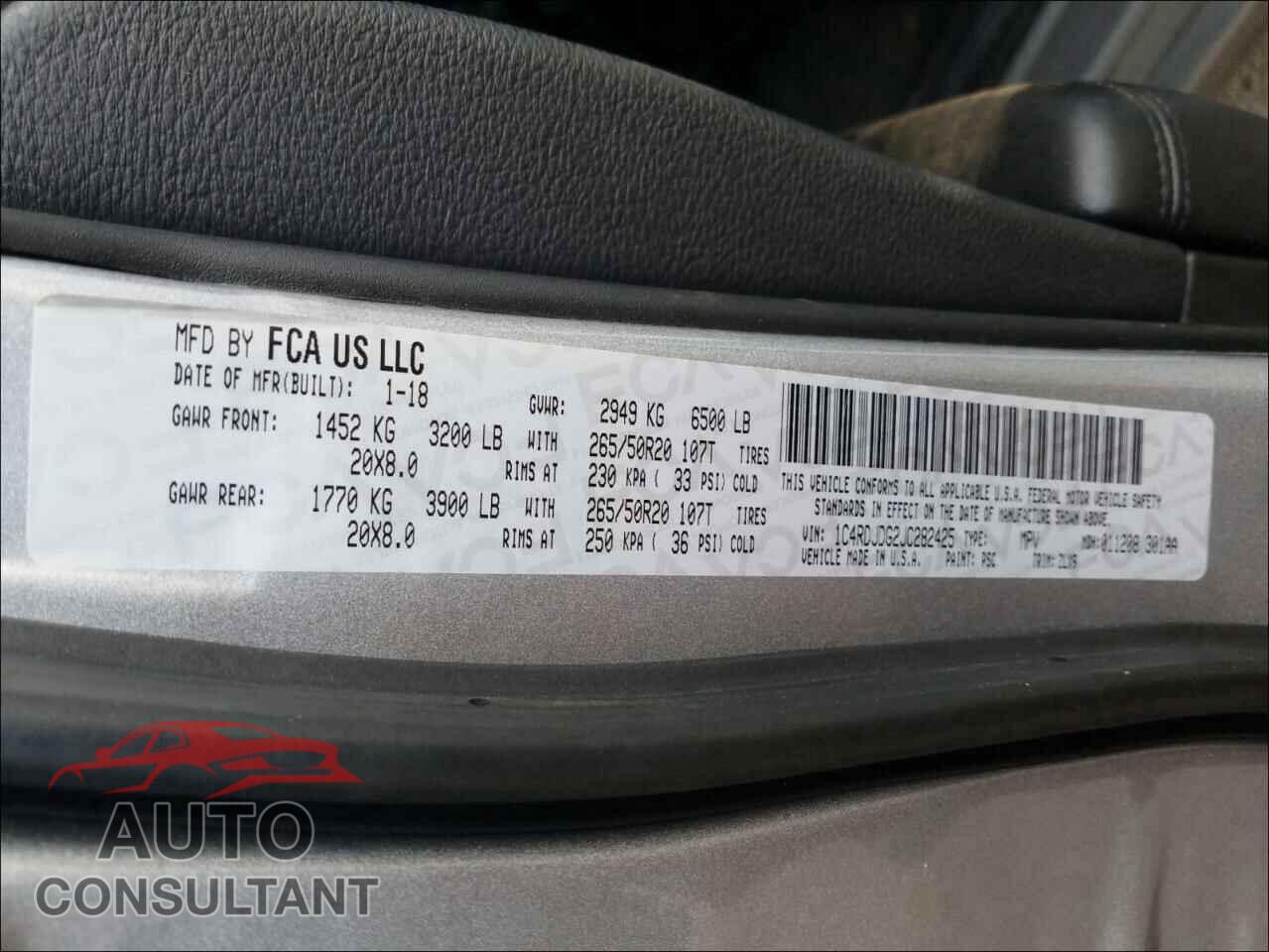 DODGE DURANGO 2018 - 1C4RDJDG2JC282425