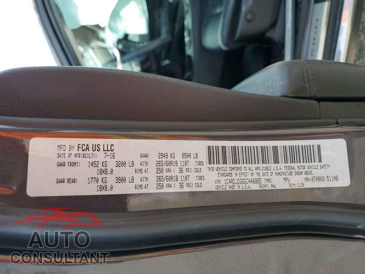 DODGE DURANGO 2016 - 1C4RDJDG6GC446865