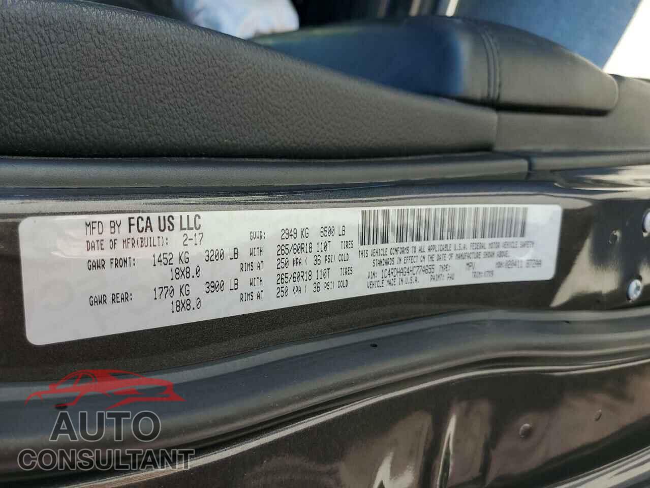 DODGE DURANGO 2017 - 1C4RDHAG4HC774655