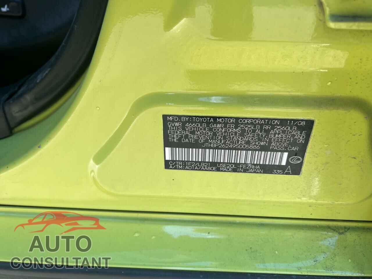 LEXUS IS 2009 - JTHBP262495005886