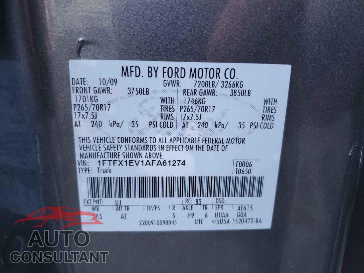 FORD F-150 2010 - 1FTFX1EV1AFA61274
