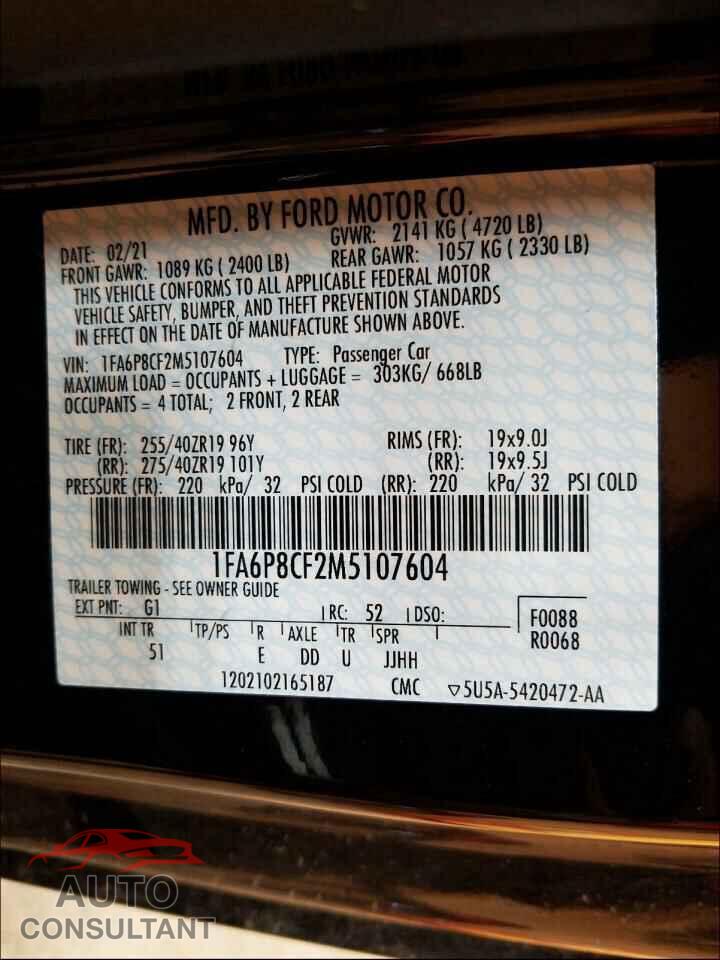 FORD MUSTANG 2021 - 1FA6P8CF2M5107604
