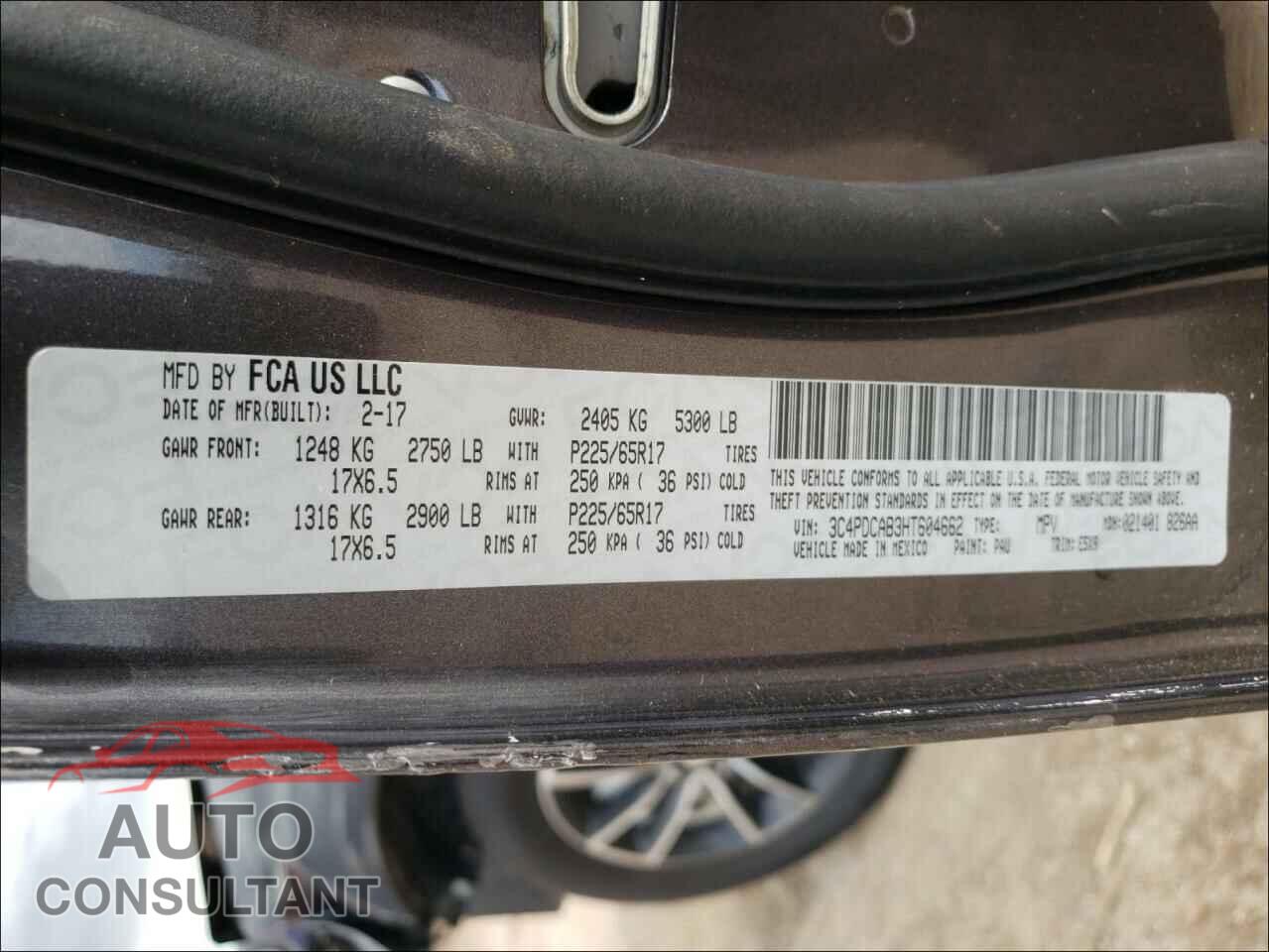 DODGE JOURNEY 2017 - 3C4PDCAB3HT604662