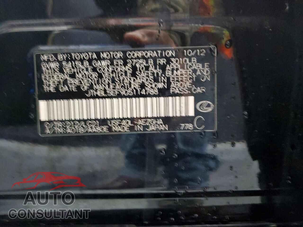 LEXUS LS500 2013 - JTHBL5EF9D5114788