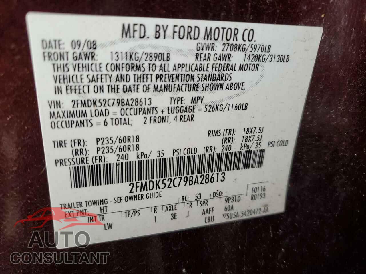 FORD FLEX 2009 - 2FMDK52C79BA28613