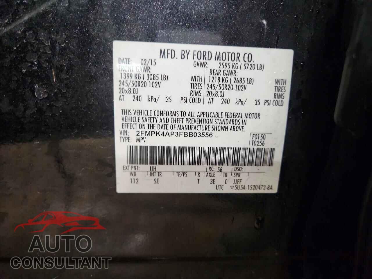 FORD EDGE 2015 - 2FMPK4AP3FBB03556