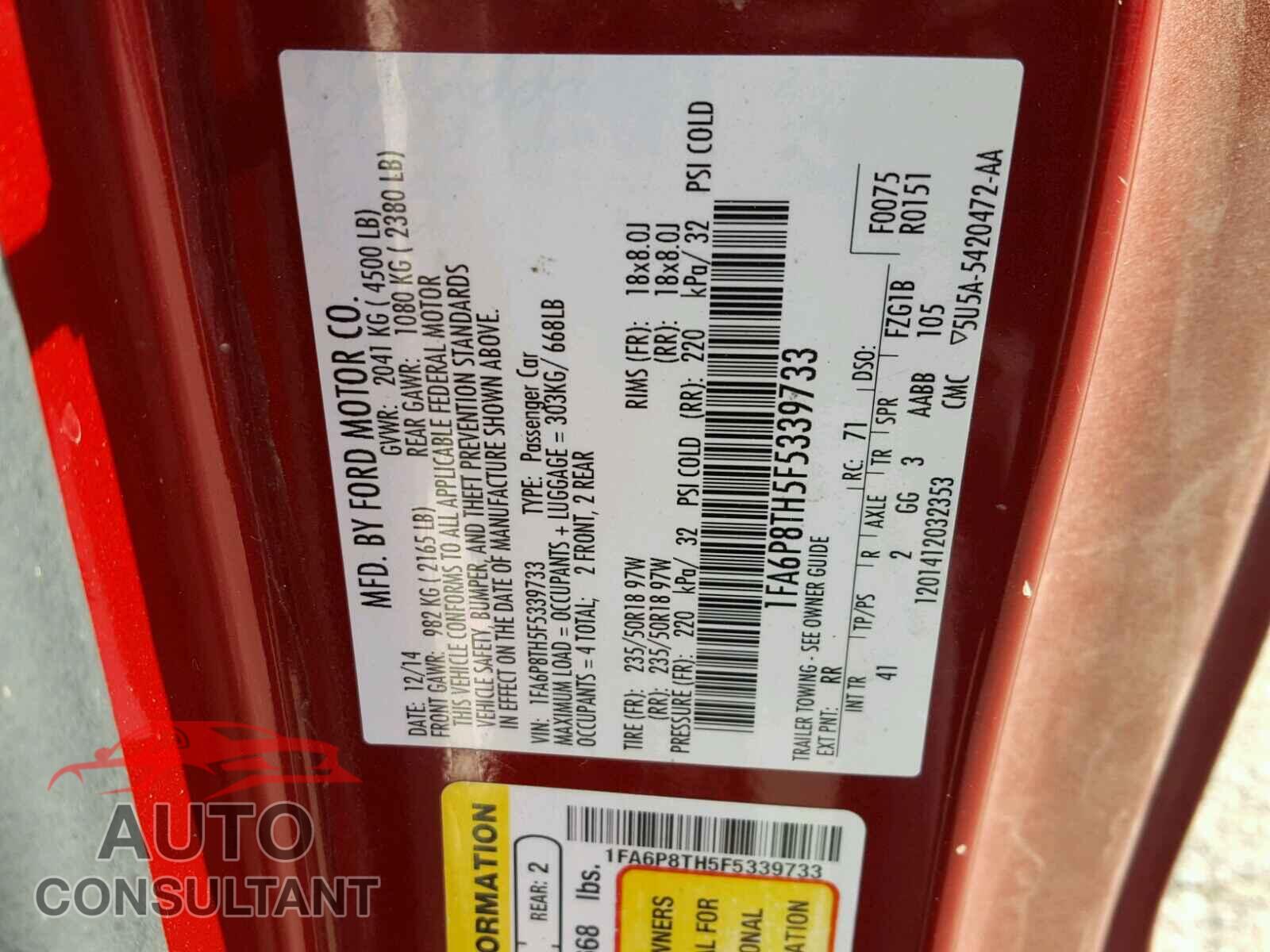 FORD MUSTANG 2015 - 1FA6P8TH5F5339733