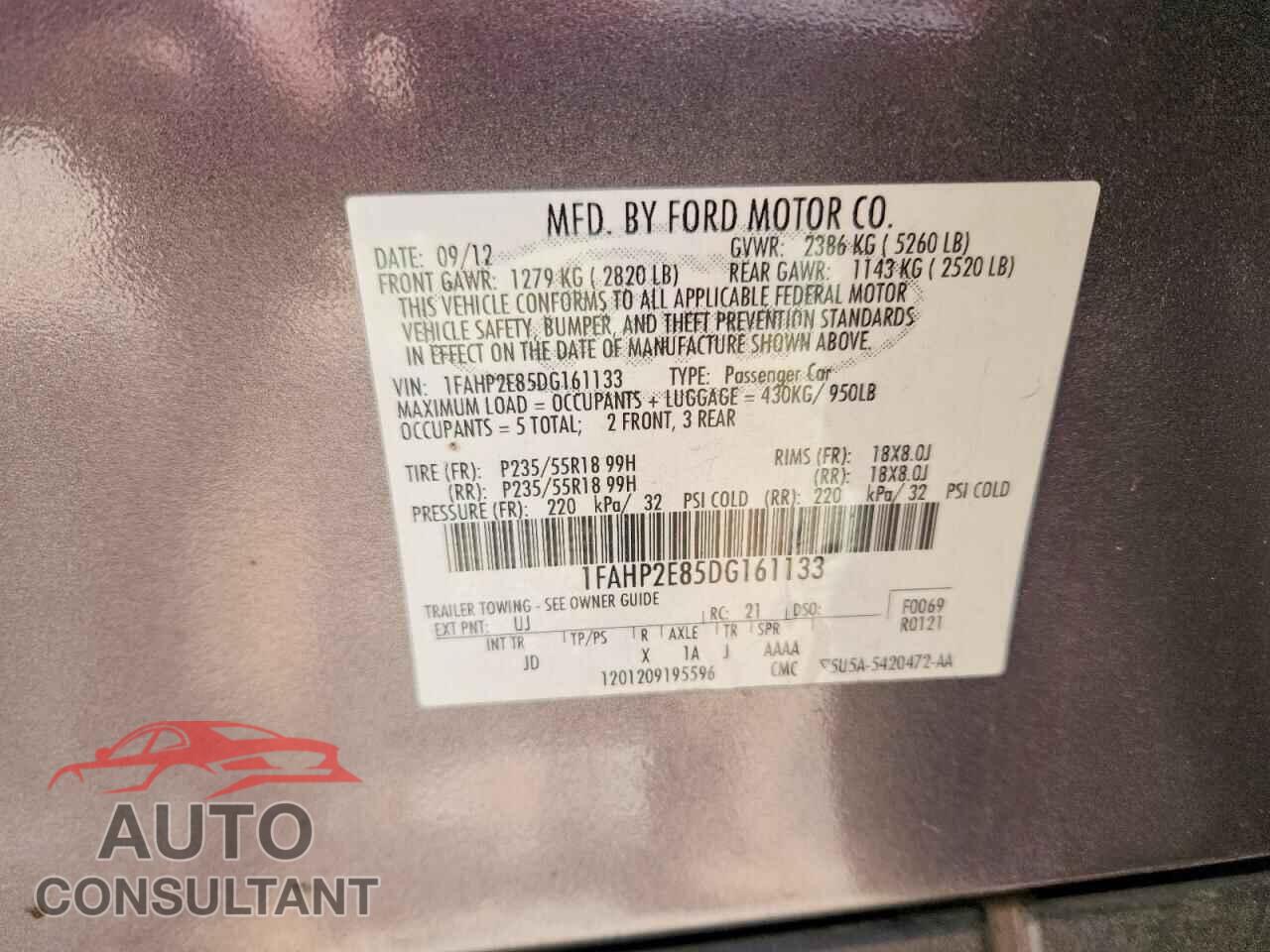FORD TAURUS 2013 - 1FAHP2E85DG161133