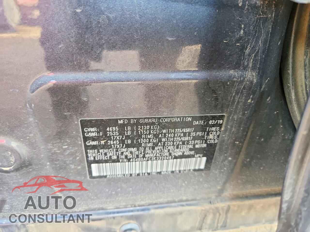 SUBARU OUTBACK 2019 - 4S4BSAFC3K3320467