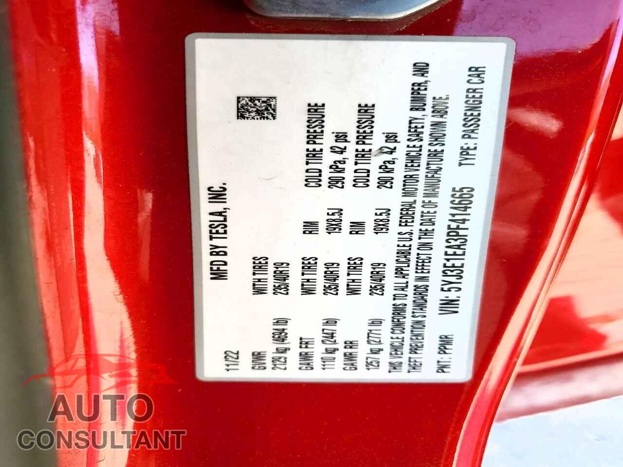 TESLA MODEL 3 2023 - 5YJ3E1EA3PF414665