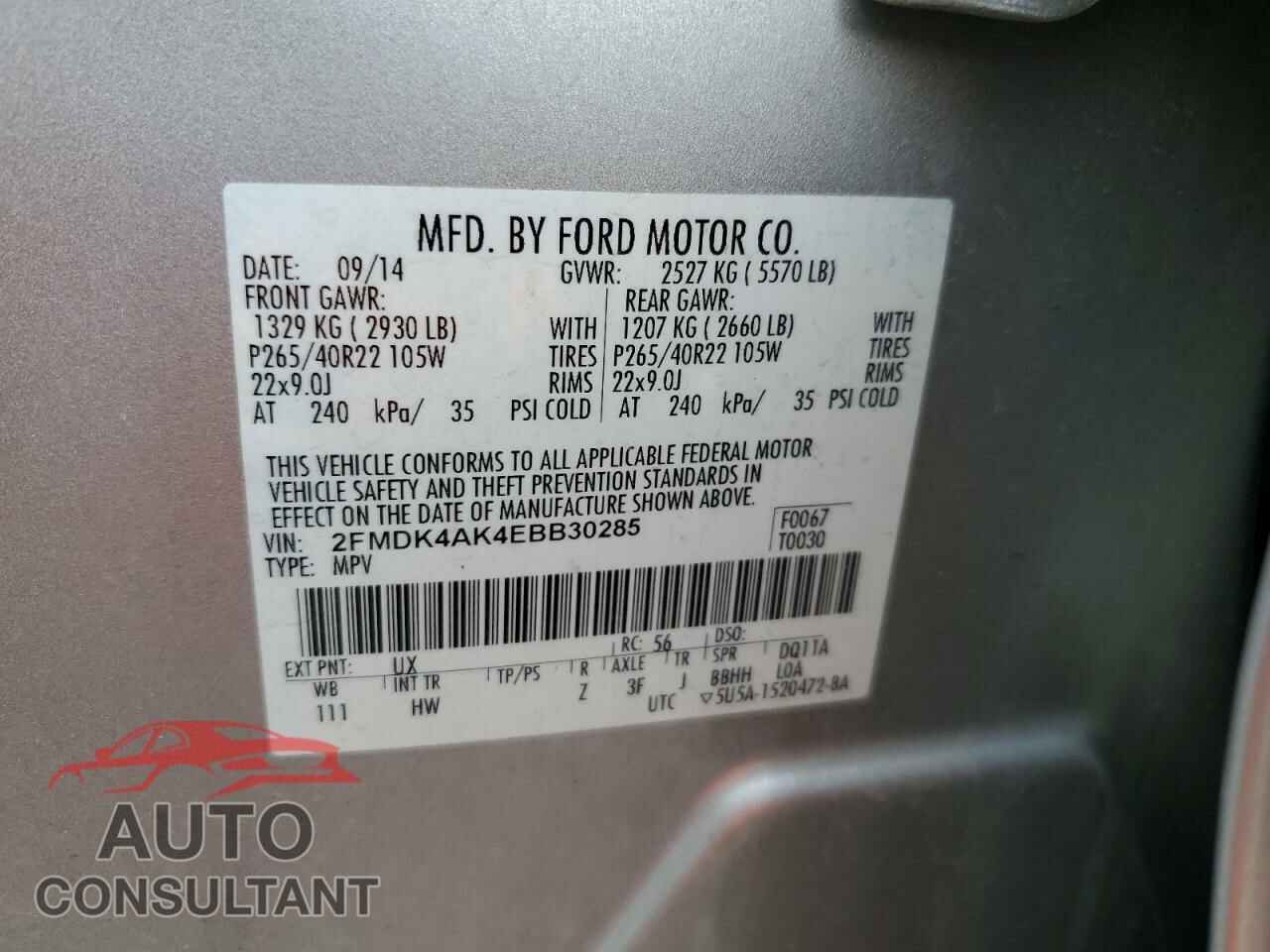 FORD EDGE 2014 - 2FMDK4AK4EBB30285