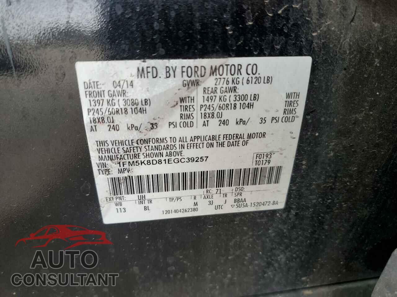 FORD EXPLORER 2014 - 1FM5K8D81EGC39257
