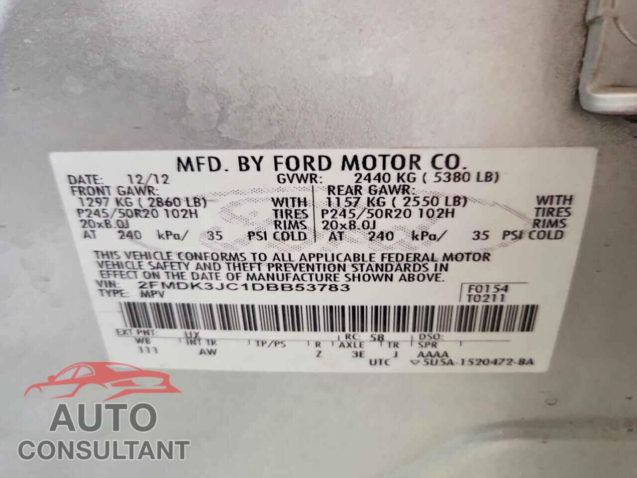 FORD EDGE 2013 - 2FMDK3JC1DBB53783