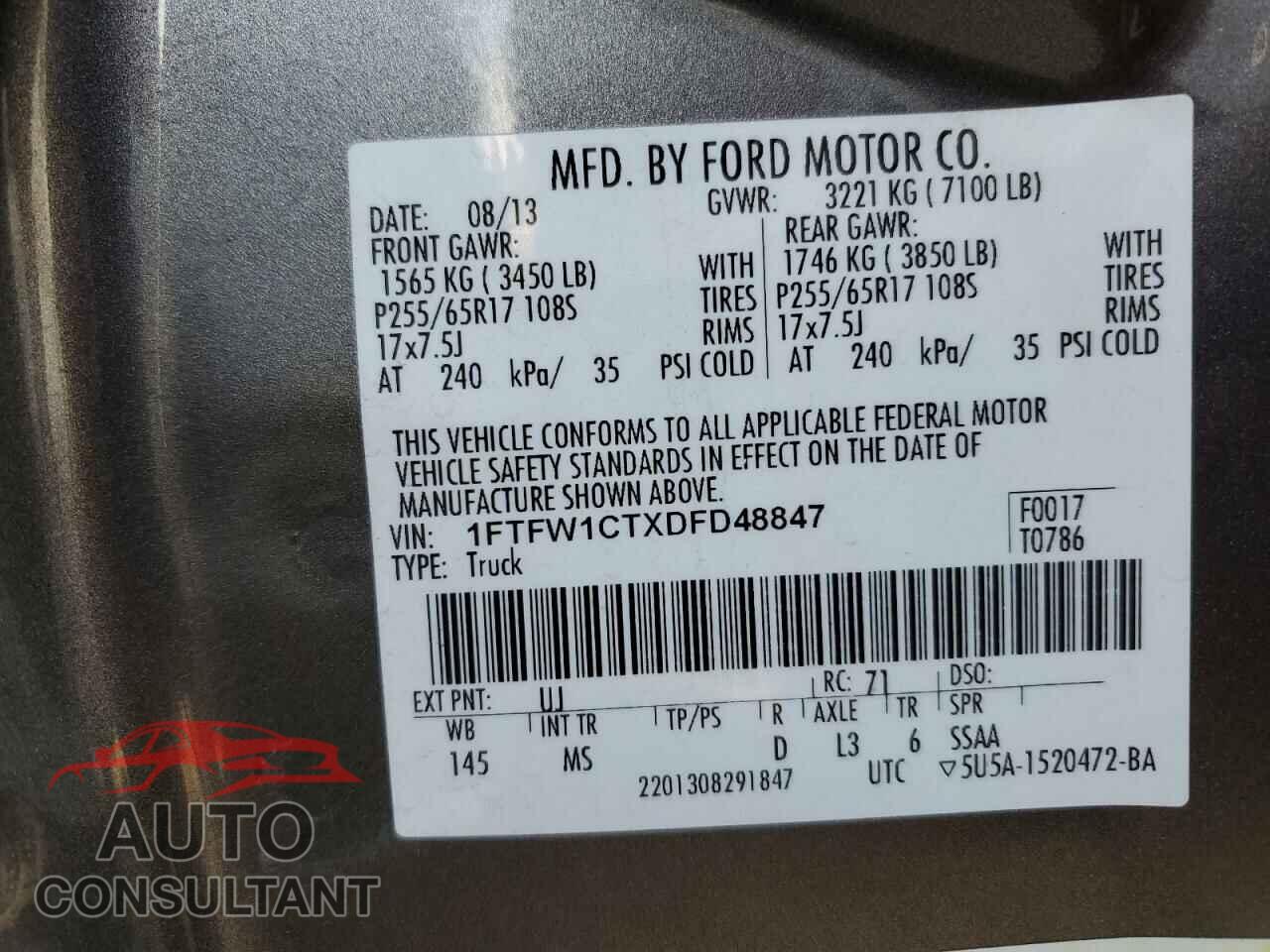 FORD F-150 2013 - 1FTFW1CTXDFD48847
