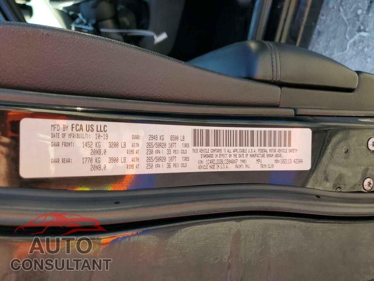 DODGE DURANGO 2020 - 1C4RDJDG9LC204047