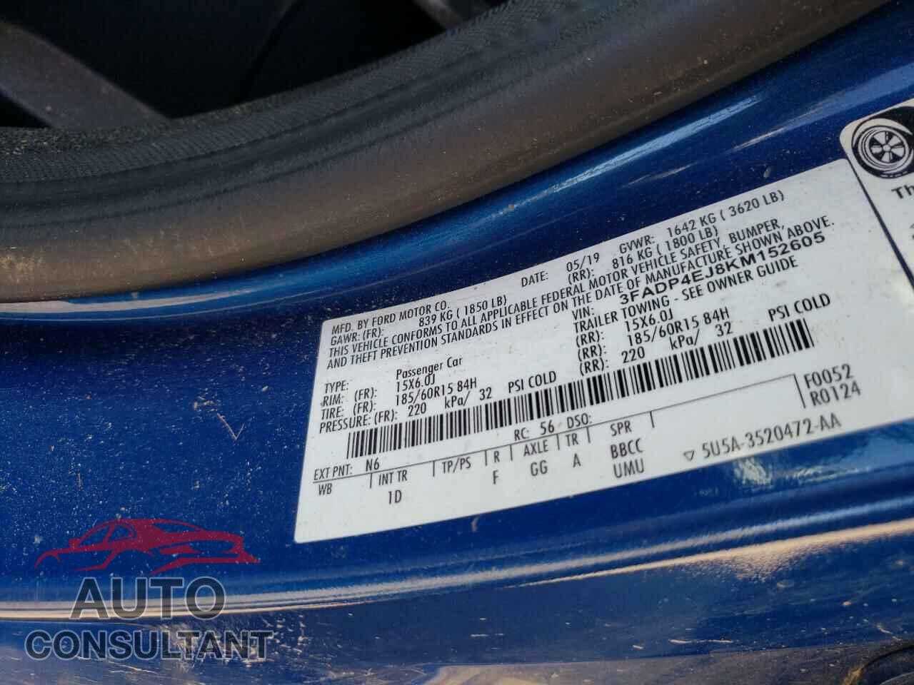 FORD FIESTA 2019 - 3FADP4EJ8KM152605