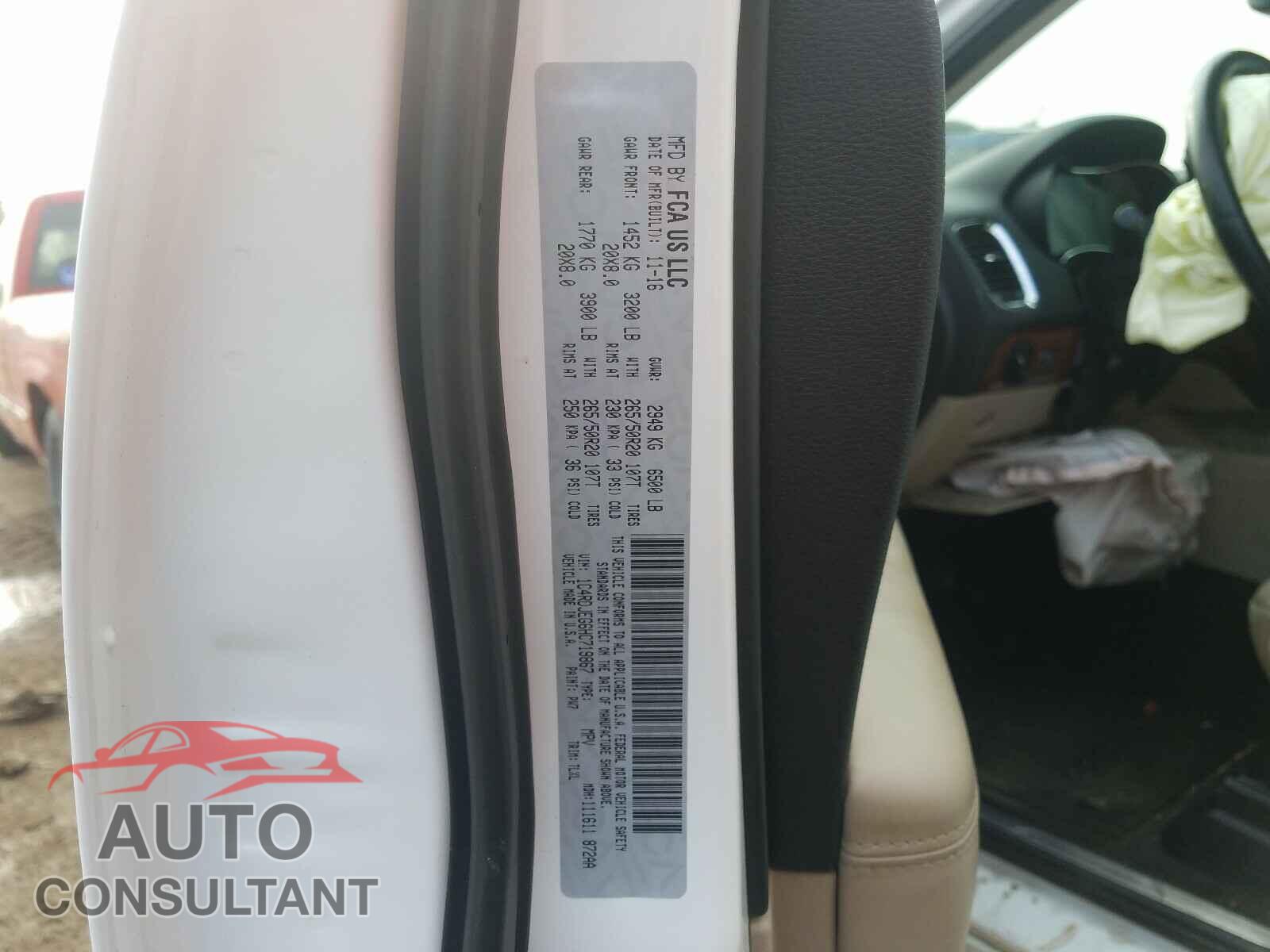 DODGE DURANGO 2017 - 1C4RDJEG6HC719867