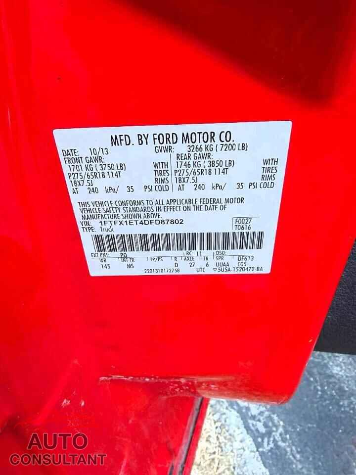 FORD F150 2013 - 1FTFX1ET4DFD87802