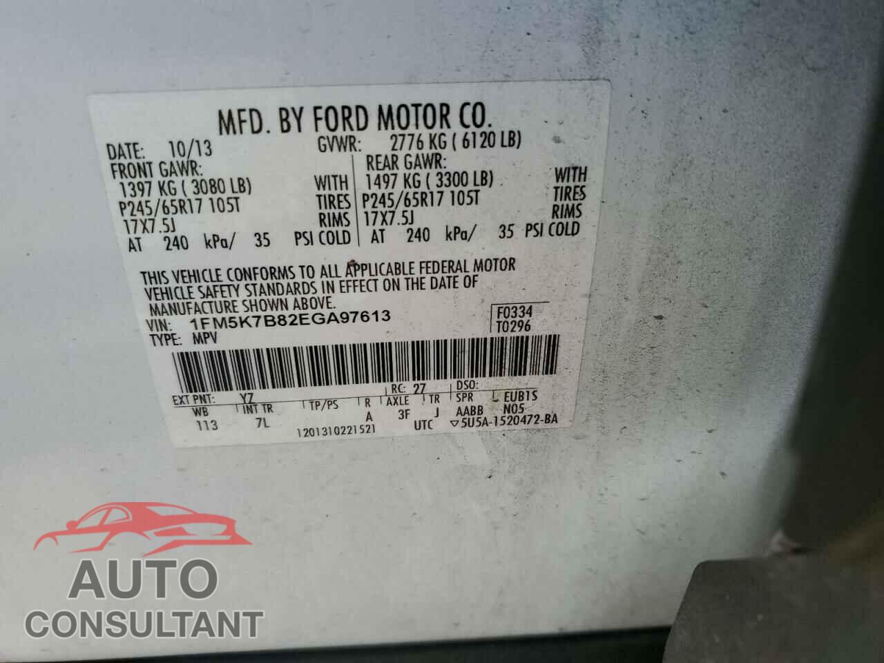 FORD EXPLORER 2014 - 1FM5K7B82EGA97613