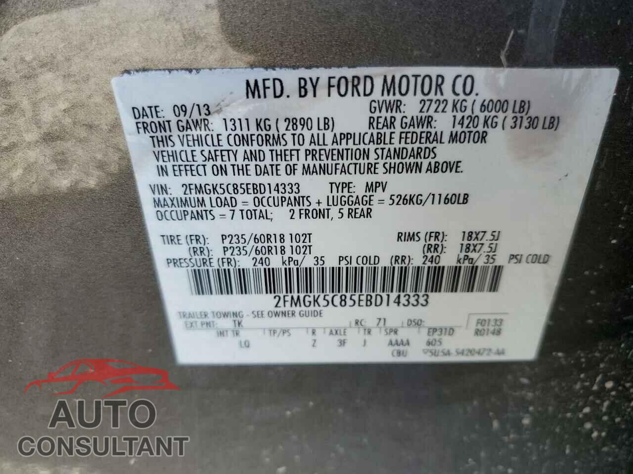 FORD FLEX 2014 - 2FMGK5C85EBD14333