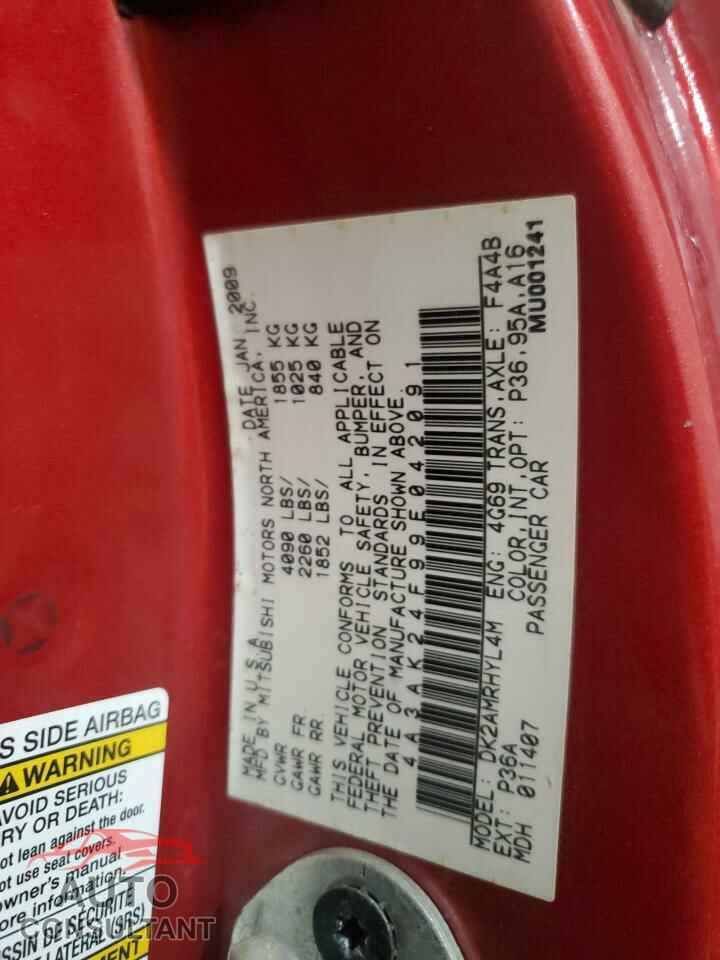 MITSUBISHI ECLIPSE 2009 - 4A3AK24F99E042091