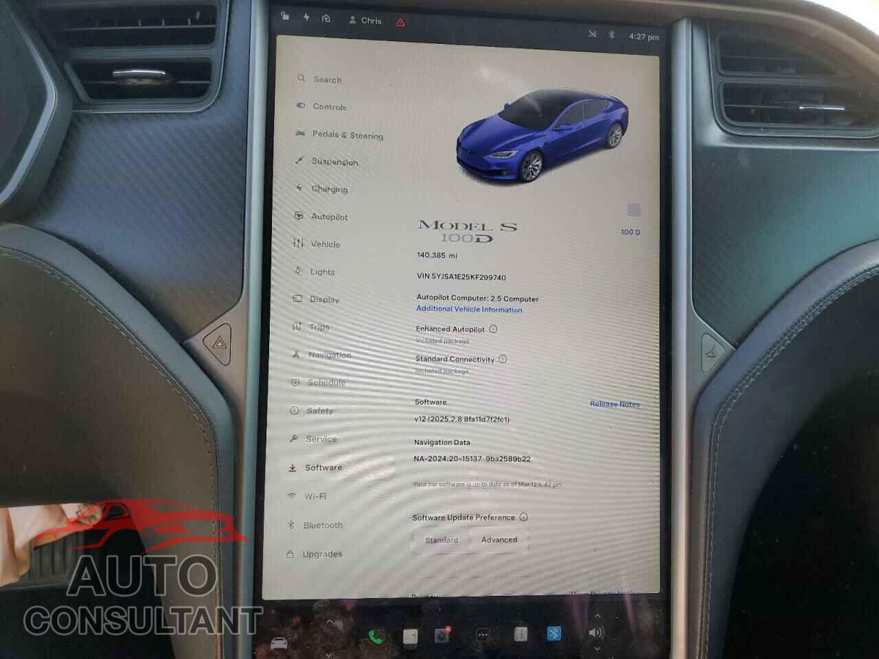 TESLA MODEL S 2019 - 5YJSA1E25KF299740