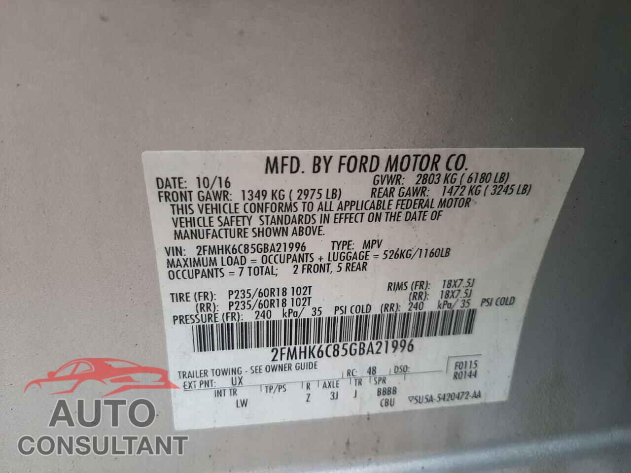 FORD FLEX 2016 - 2FMHK6C85GBA21996