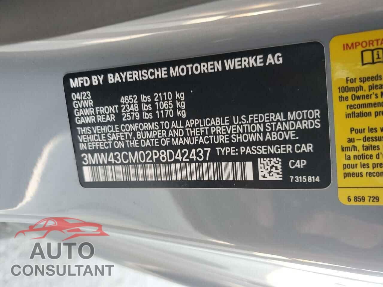BMW M2 2023 - 3MW43CM02P8D42437