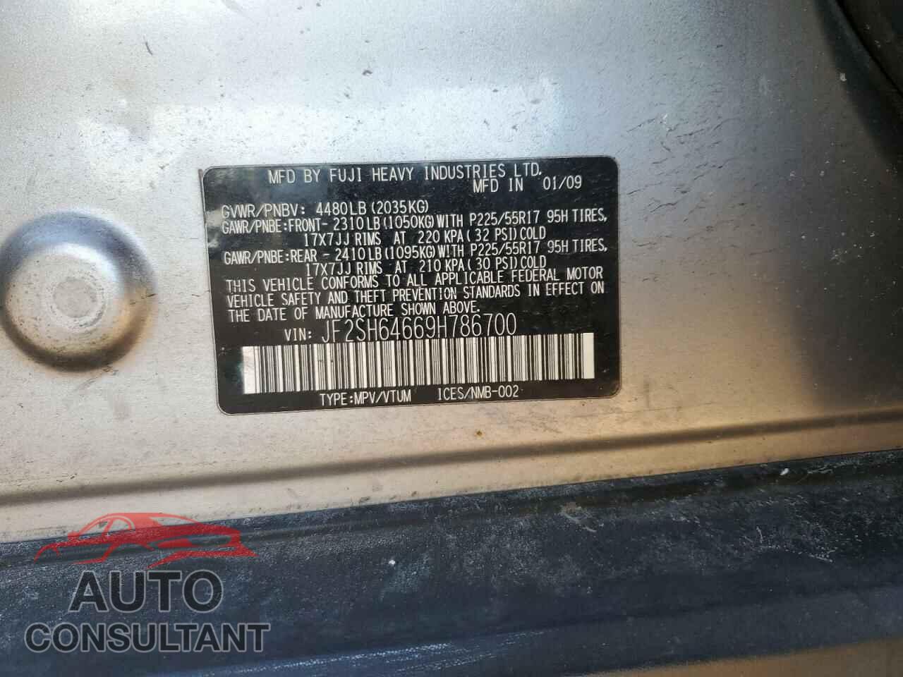 SUBARU FORESTER 2009 - JF2SH64669H786700