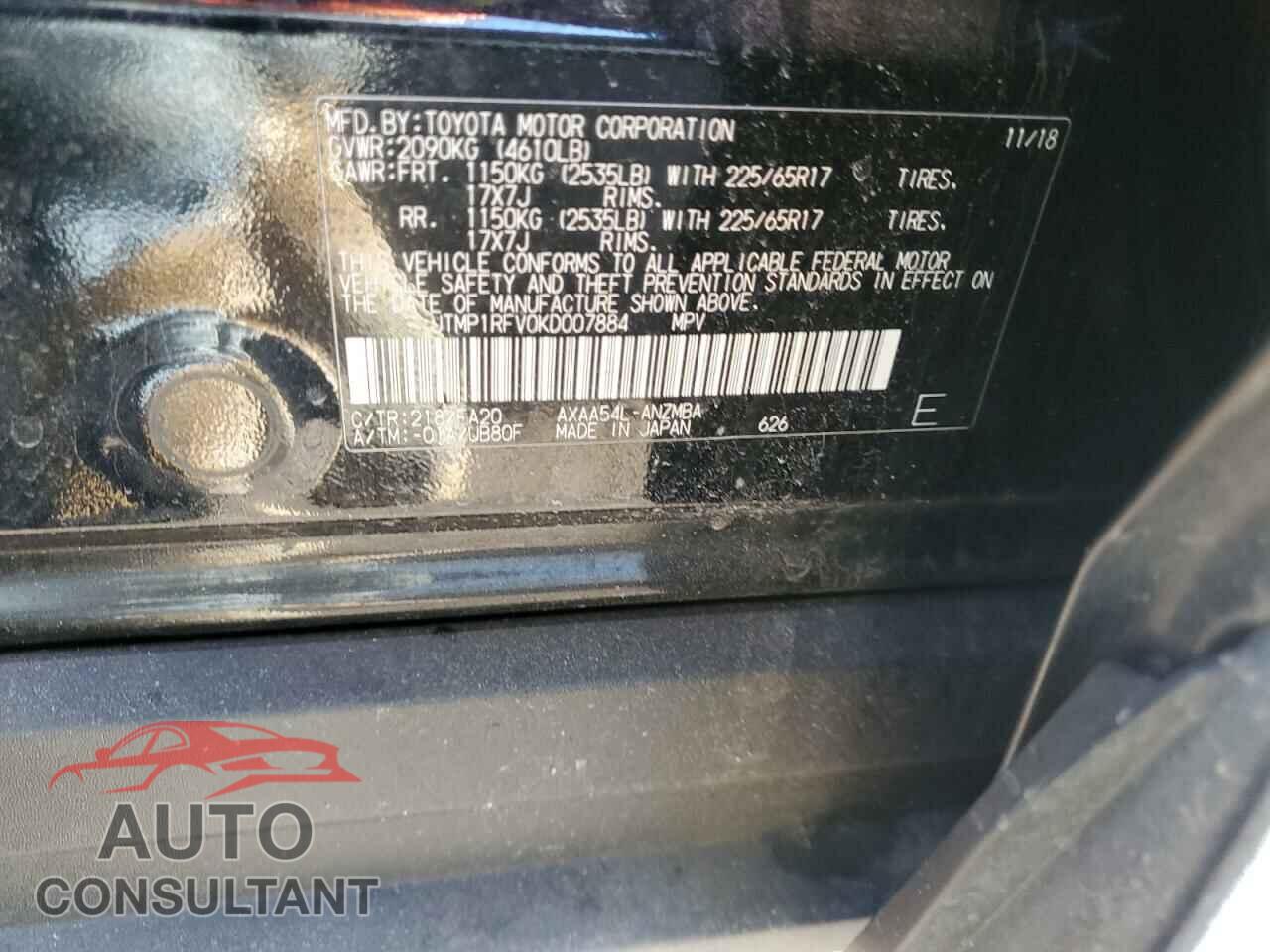 TOYOTA RAV4 2019 - JTMP1RFV0KD007884