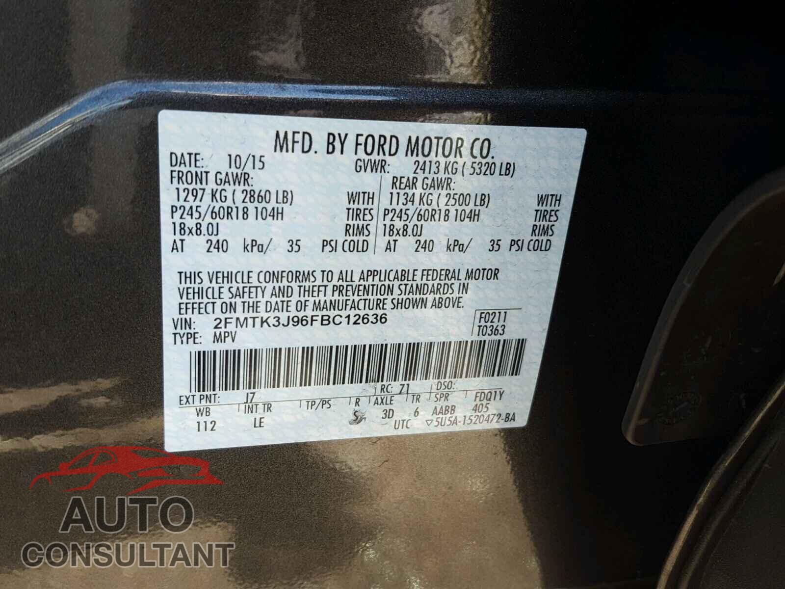 FORD EDGE SEL 2015 - 2FMTK3J96FBC12636