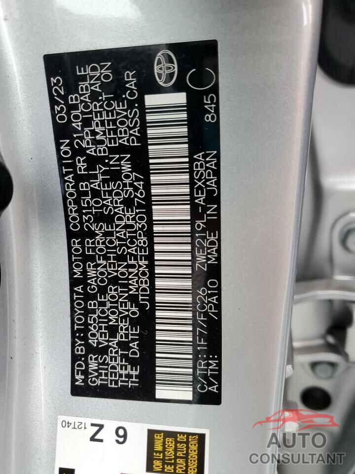 TOYOTA COROLLA 2023 - JTDBCMFE8P3017647