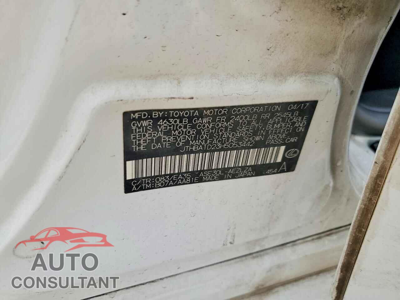 LEXUS IS 2017 - JTHBA1D23H5053442