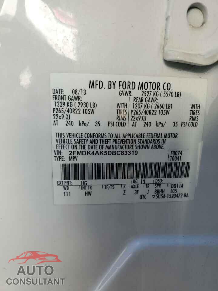 FORD EDGE 2013 - 2FMDK4AK5DBC83319