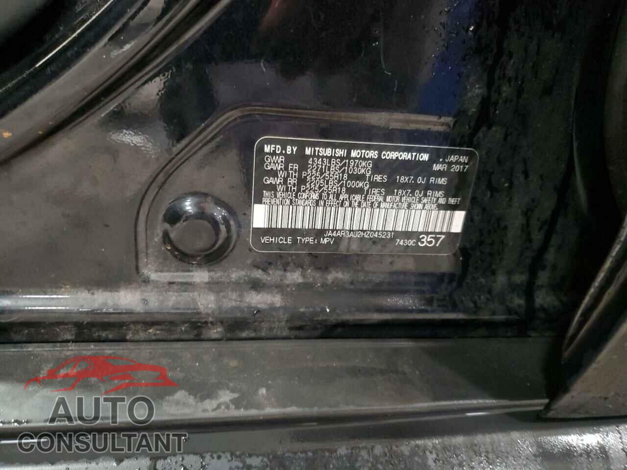 MITSUBISHI OUTLANDER 2017 - JA4AR3AU2HZ045231
