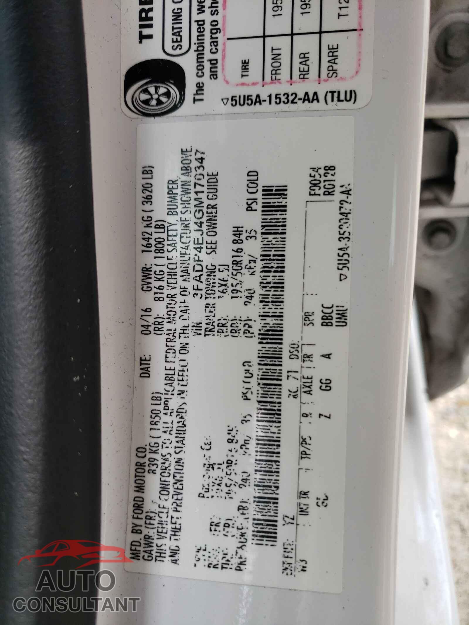FORD FIESTA 2016 - 3FADP4EJ4GM170347