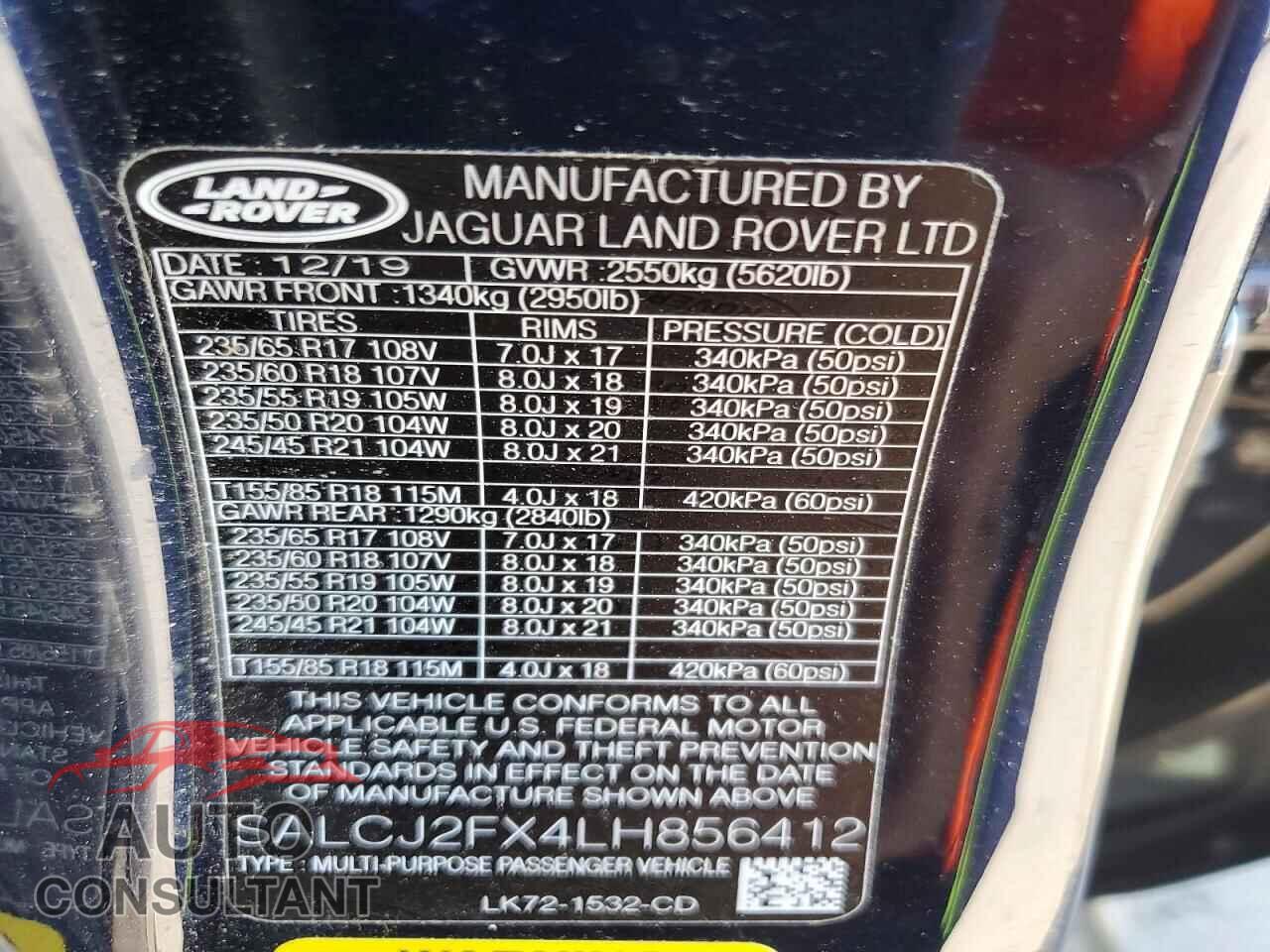 LAND ROVER DISCOVERY 2020 - SALCJ2FX4LH856412