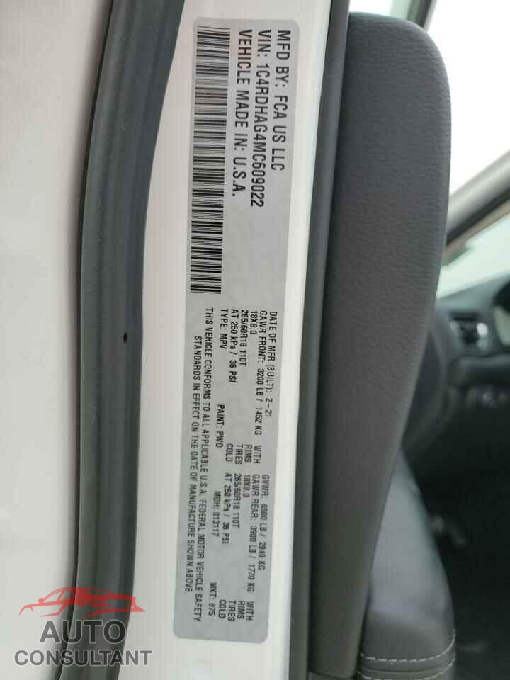 DODGE DURANGO 2021 - 1C4RDHAG4MC609022