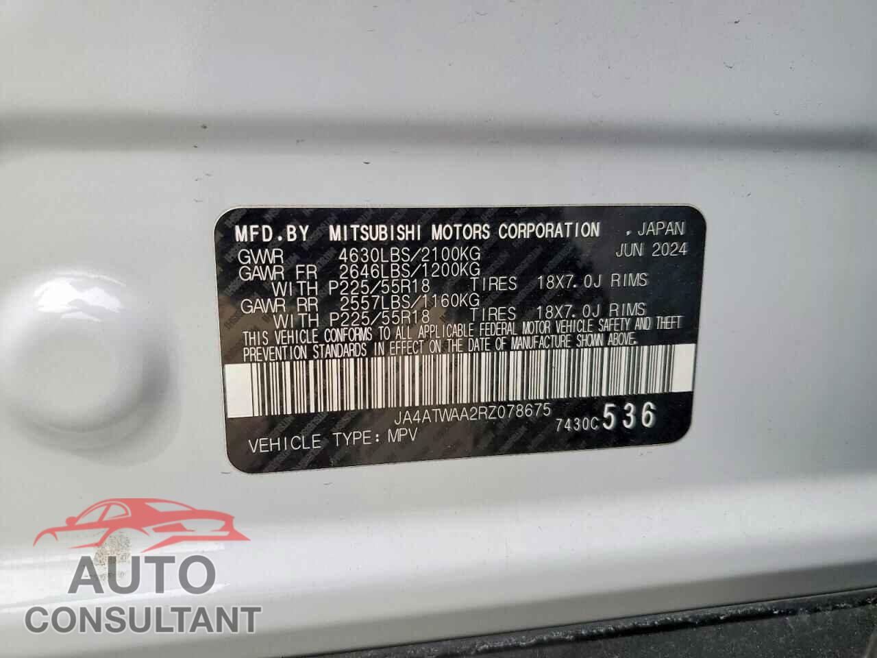 MITSUBISHI ECLIPSE 2024 - JA4ATWAA2RZ078675