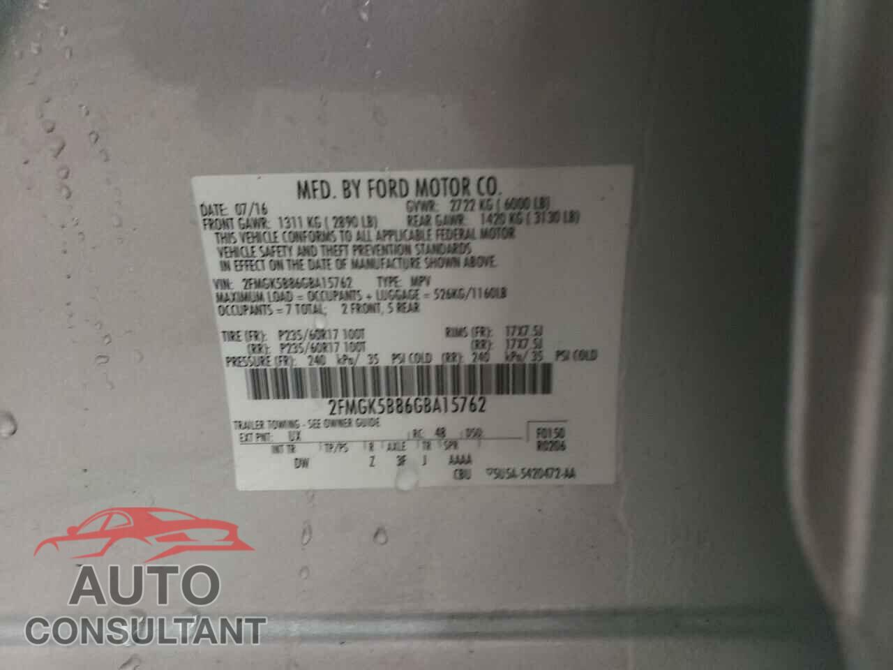 FORD FLEX 2016 - 2FMGK5B86GBA15762