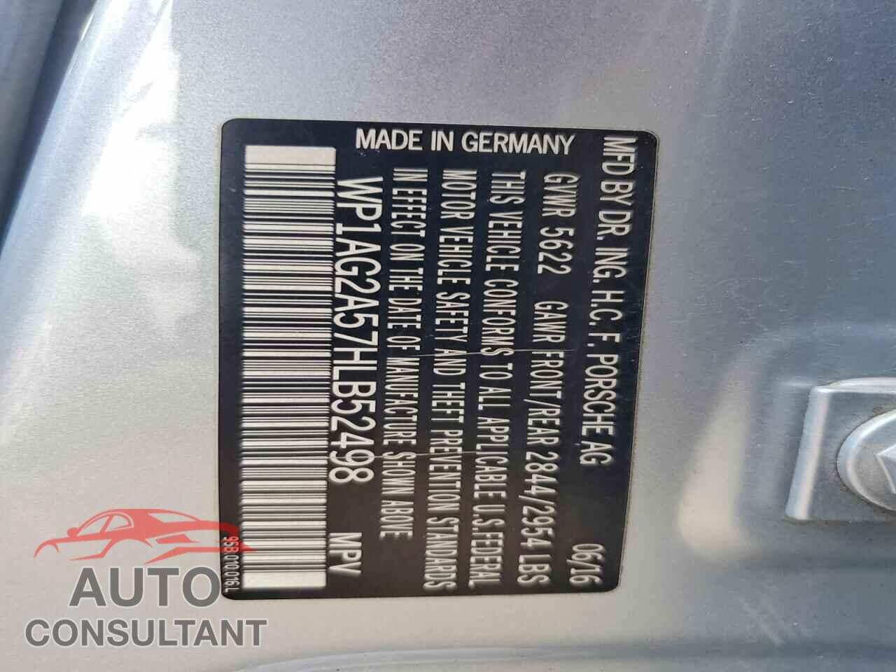 PORSCHE MACAN 2017 - WP1AG2A57HLB52498