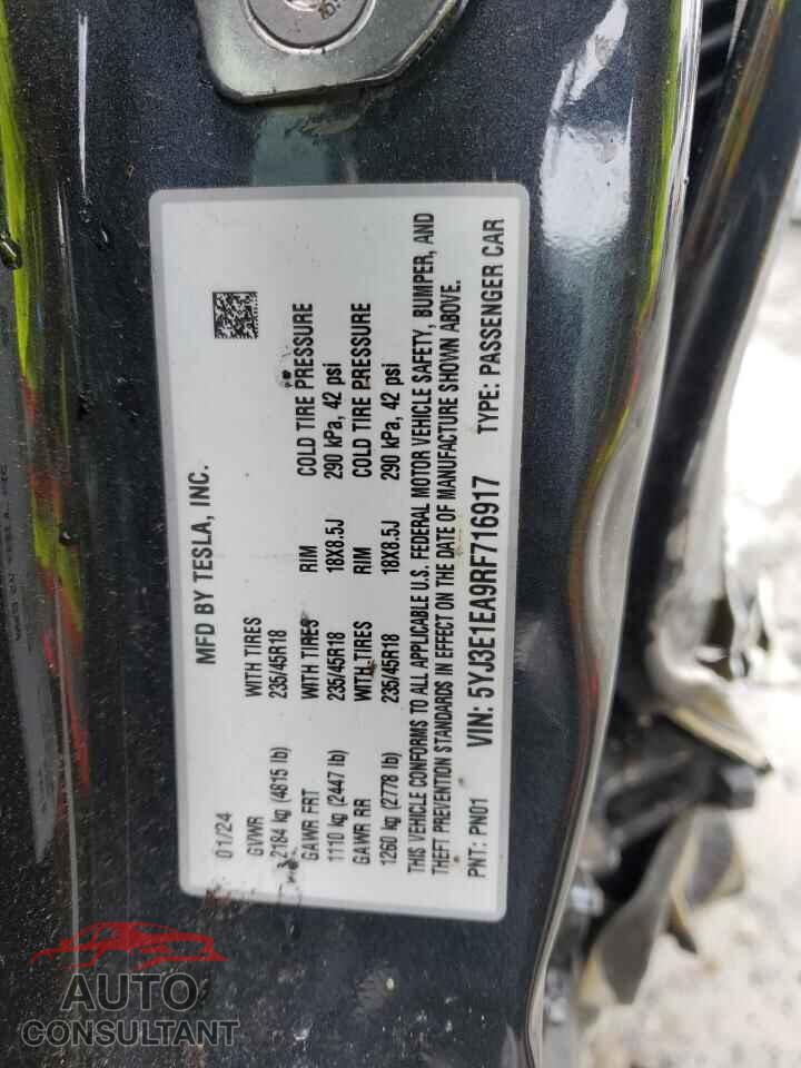 TESLA MODEL 3 2024 - 5YJ3E1EA9RF716917