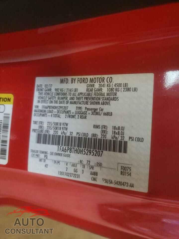 FORD MUSTANG 2017 - 1FA6P8TH0H5295207