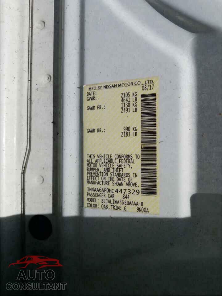 NISSAN MAXIMA 2017 - 1N4AA6AP0HC447329