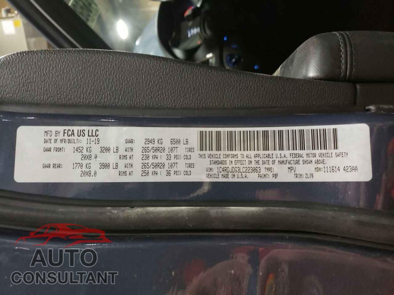 DODGE DURANGO 2020 - 1C4RDJDG3LC223063