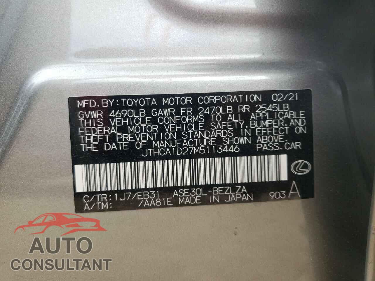 LEXUS IS 2021 - JTHCA1D27M5113446