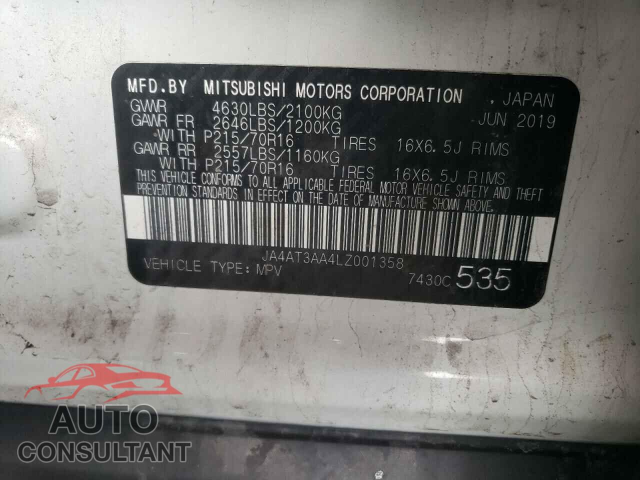 MITSUBISHI ECLIPSE 2020 - JA4AT3AA4LZ001358
