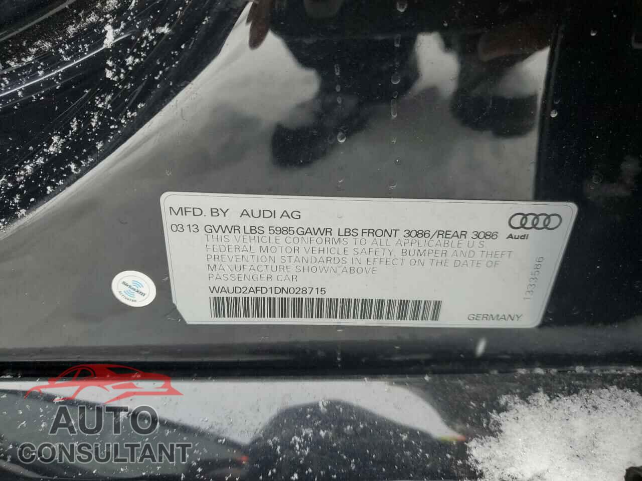 AUDI S8 2013 - WAUD2AFD1DN028715
